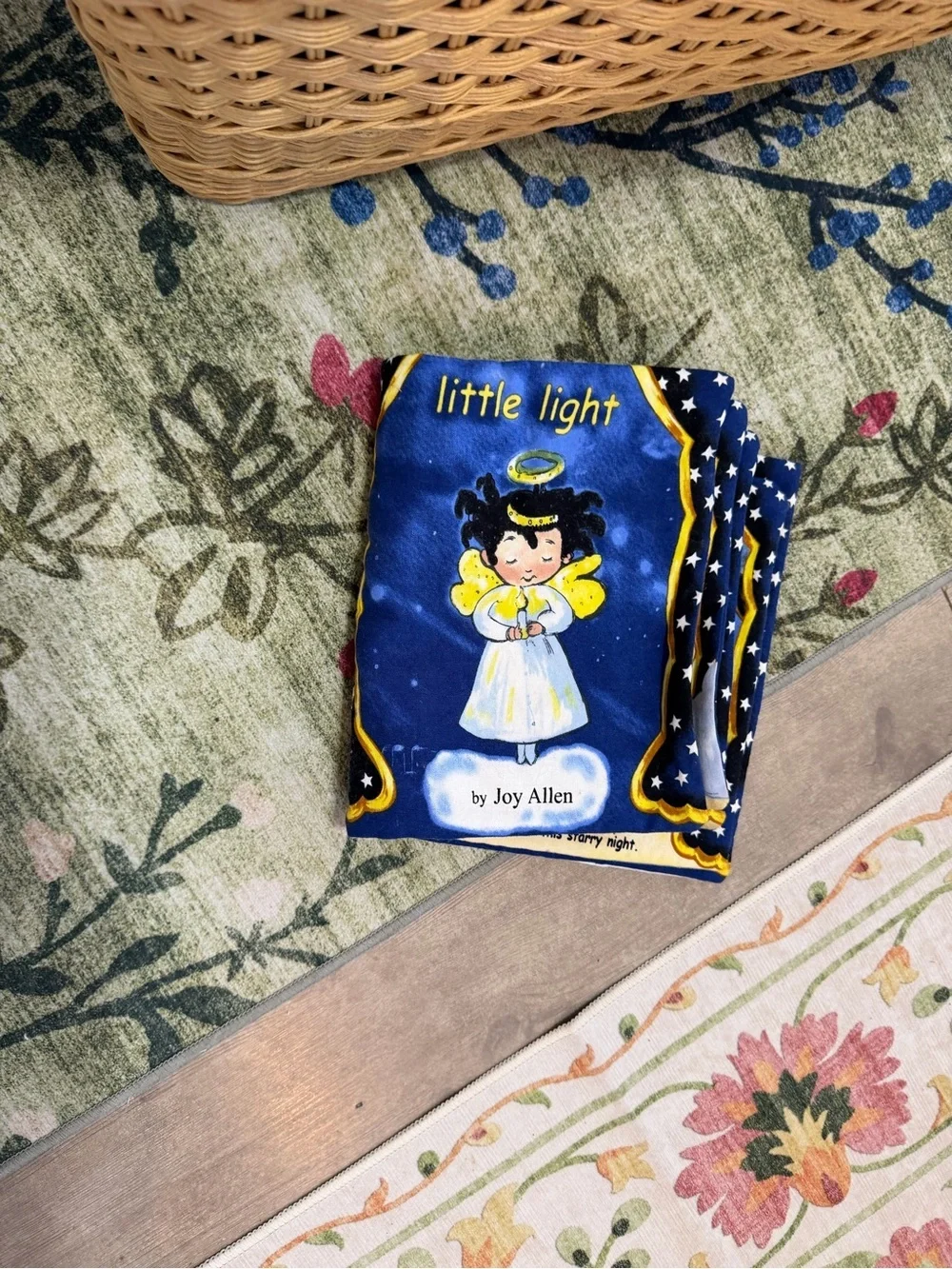 Little Light Soft Baby Board Book Fabric Panel - Blue & Yellow
